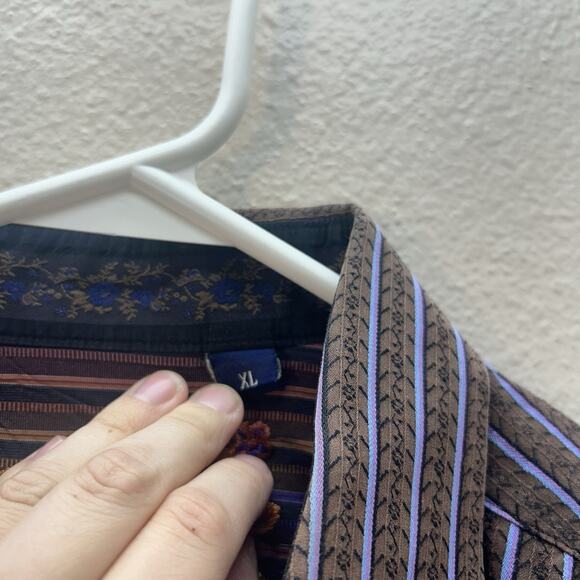 Robert Graham Men Stripes Flip Cuff Long sleeve Shirt XL Button Multi Career - Picture 5 of 6